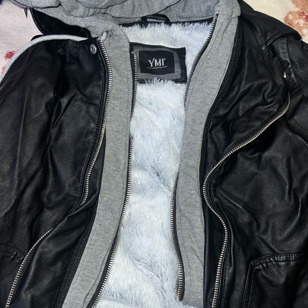 YMI leather fur jacket